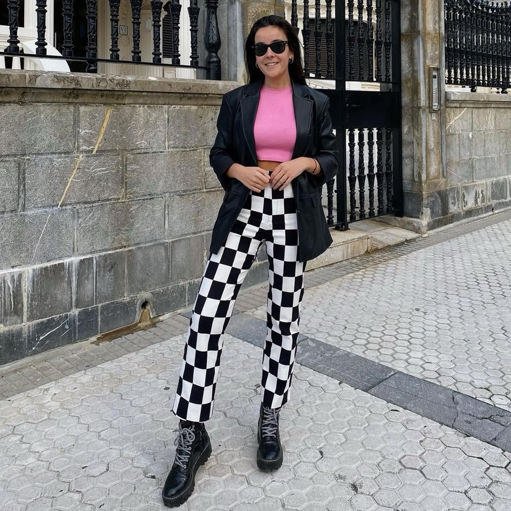 Zara Checkerboard Print Pants NWT - Picture 14 of 17